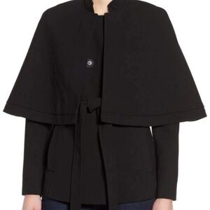 Halogen Detachable Cape Long Sleeve Jacket Black M